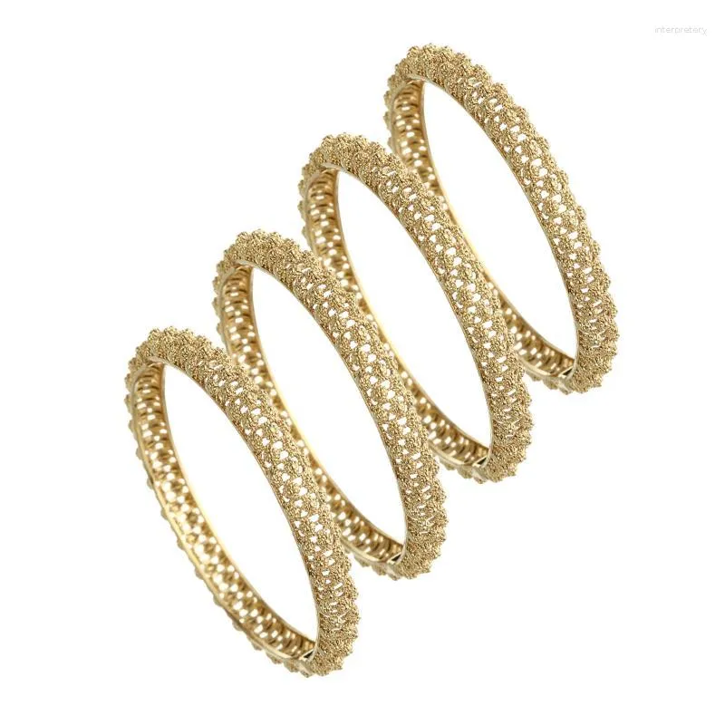 Bileklik 4pcs Gold Charm Kadın Erkek Kız Etiyopya Dubai Arap Afrika Açılabilir Bangles Düğün Takı Melv22