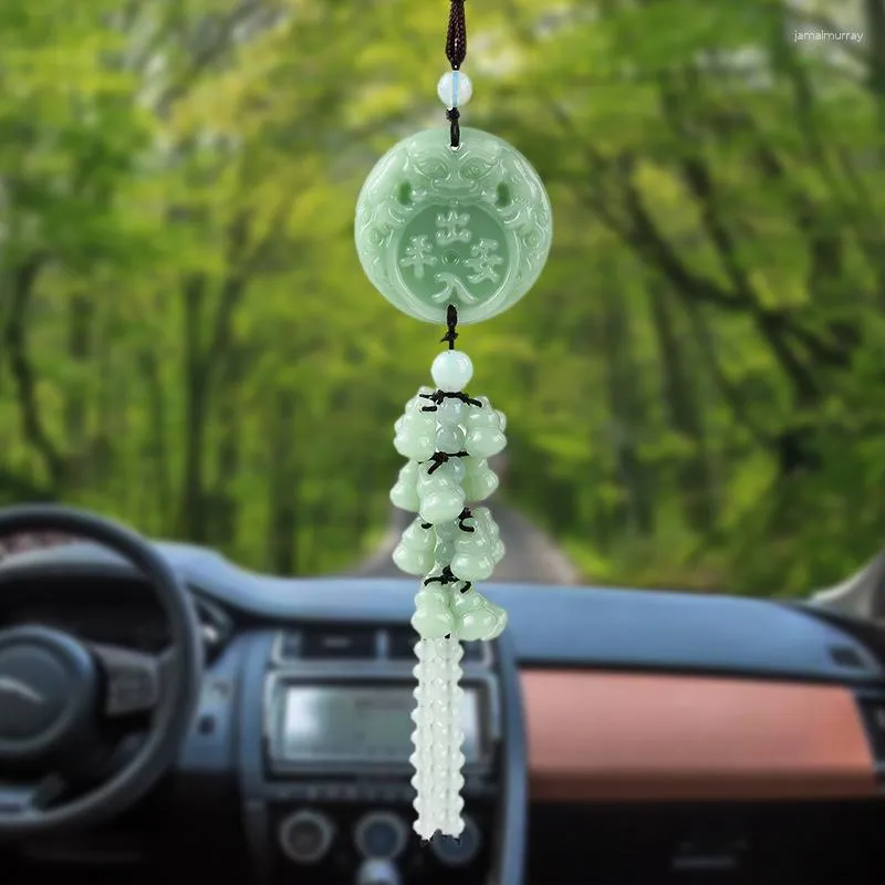 Amuletos Verde Claro Jade Gourd Pingente Carro Veleiro Suave Dentro E Fora De Ping An Buddha Guanyin Vaso 5 Estilo