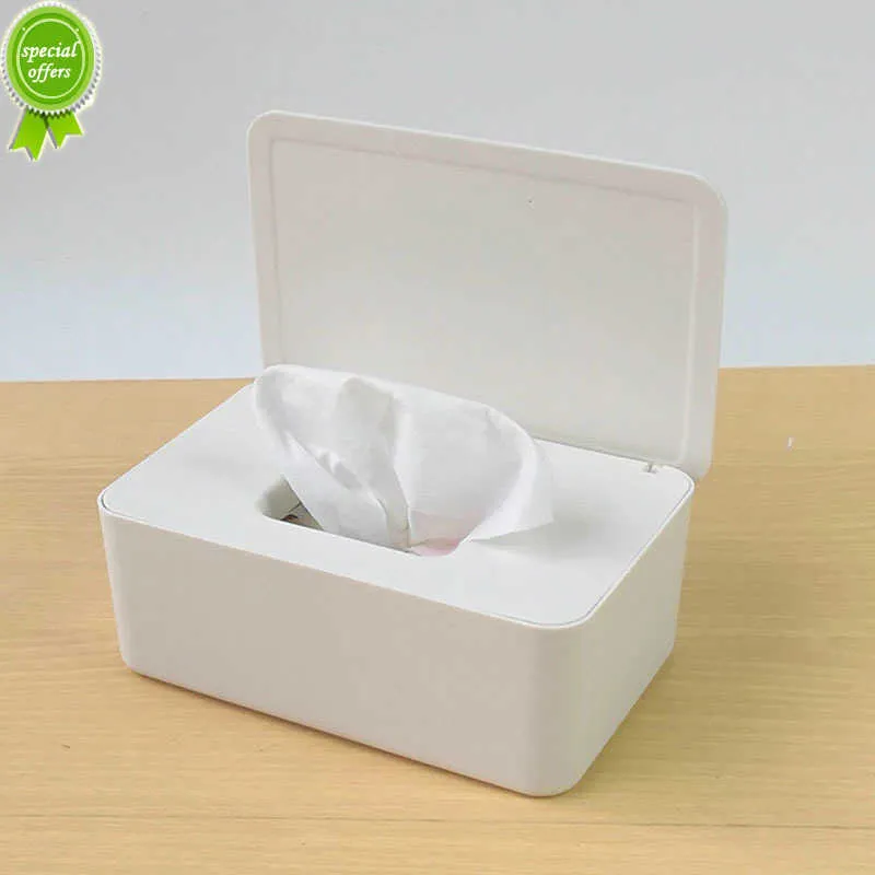 Новая коробка для настольной коробки с влажными тканью для детской салфетки для хранения бумаги Домохозяйственная пластиковая пылезащитная с крышкой ткани для декора домашнего офиса
