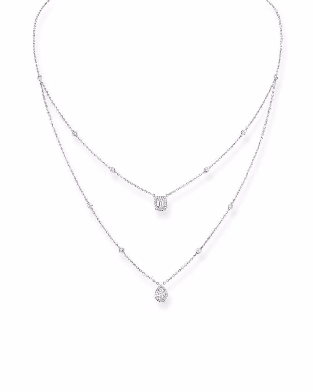 Halsband Jankelly Fashion Luxury Mother Pendant White Stone Wedding Pendant Long Chain New Energy Necklace For Woman