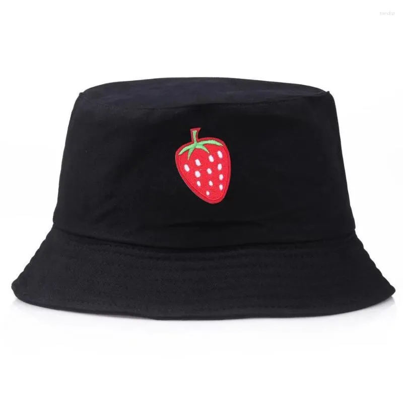 Berets Fashion Strawberry Fisherman Hat الكبار Sunshade أغطية الشارع في الهواء الطلق قبعات دلو القبعات Gorro Pescador الرجال ulzzang