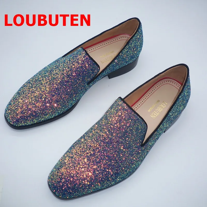 green emerald velvet dress Silver Sparkle Slip On Men's Shoes main image 0