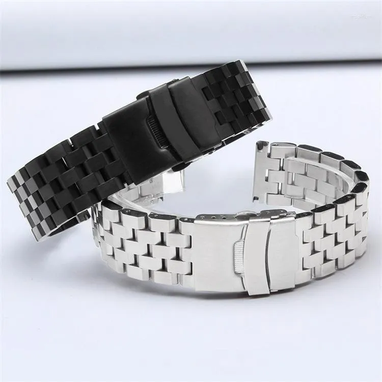 Bracelets de montre 18 20 22 24 26mm Accessoires Bracelet POUR TOUTES LES MARQUES Remplacer le bracelet en acier inoxydable massif Bracelet à bouche plate Deli22