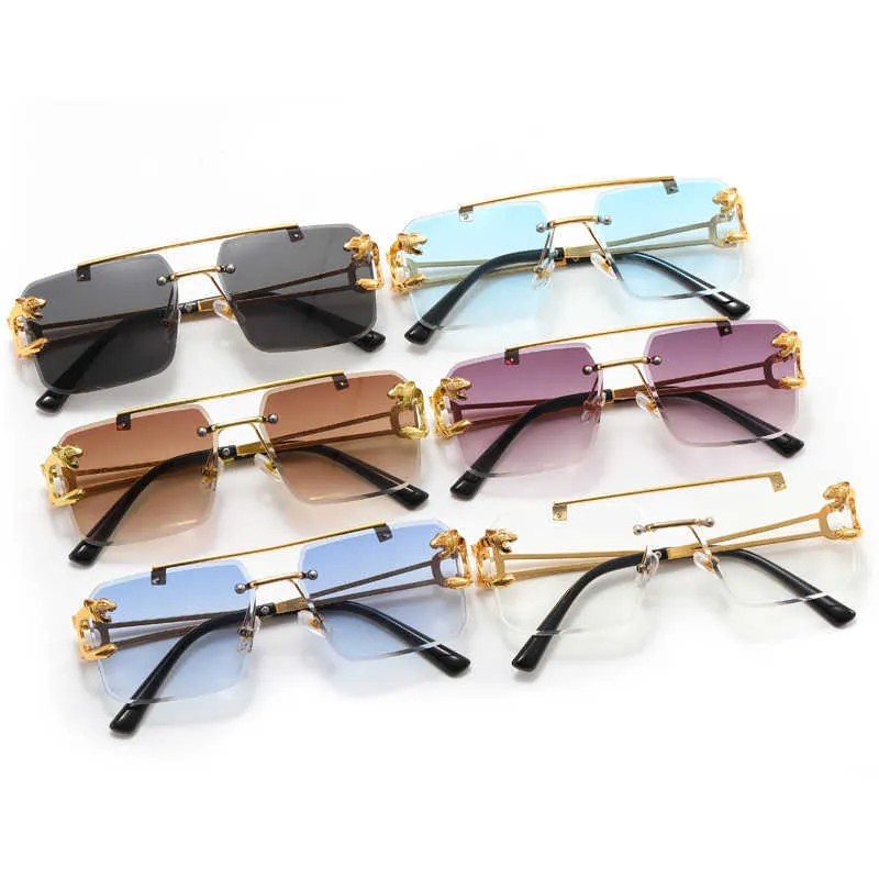 2023 New Square Frameless Trimmed mens lunettes de soleil marques Lunettes de soleil de mode pour les femmes Street Shoot designer Lunettes de soleil Vente chaude