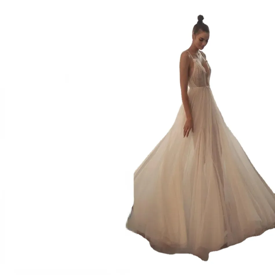 Julie Vino Backless A-Line Wedding Dress with Spaghetti Straps and Sweep  Train in Tulle from Dhgate A-Line Wedding Dresses - price 457.38