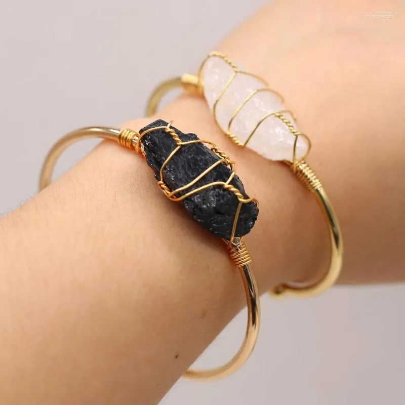 Bangle Natuurlijke Halfedelsteen Open Gouden Armband Crystal Bud Voor Sieraden Maken Kettingen Gift Vrouwen