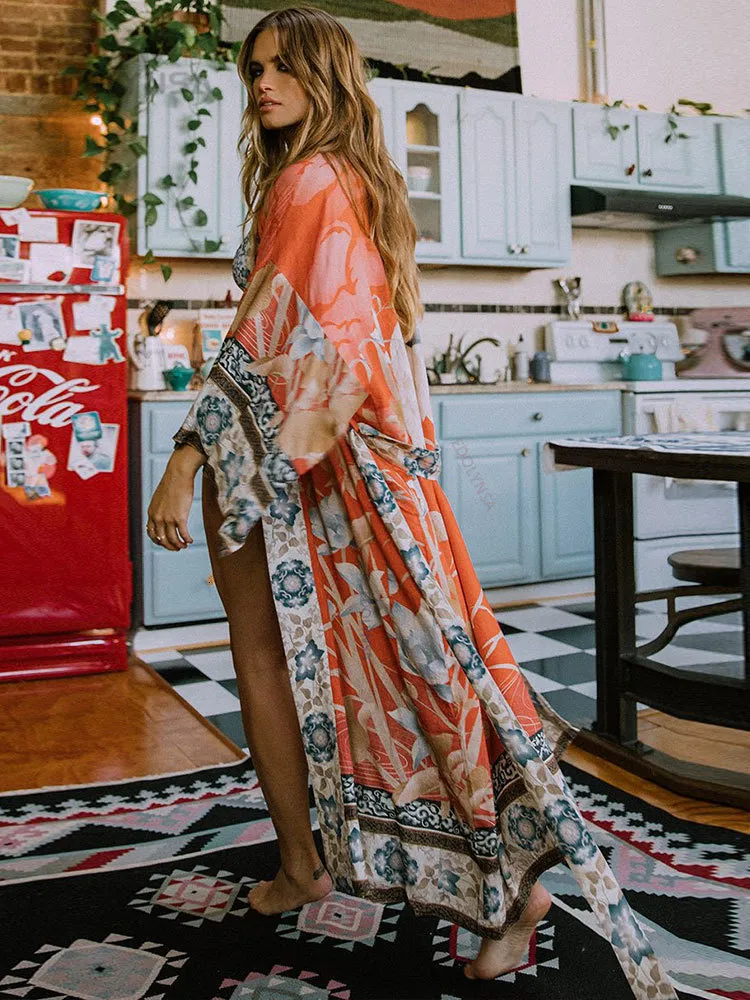 chinese dress ladies Green Floral Bohemian Maxi Dress,Rayon Boho Dress – Boho Queens