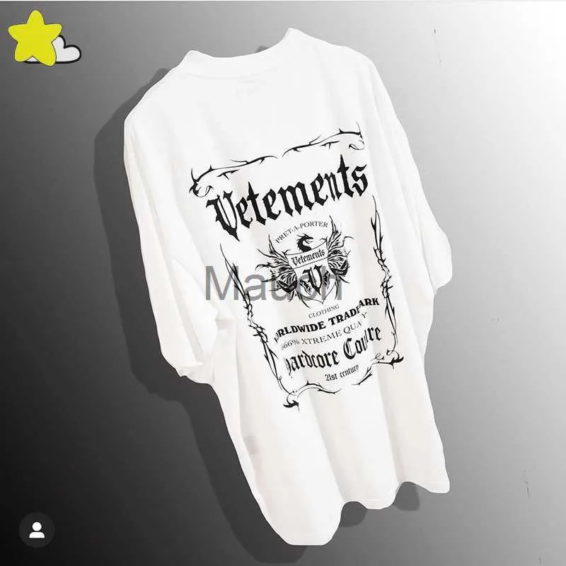 T-shirts voor heren Nieuw aangekomen Vleugeldruk Vetements T-shirt Mannen Vrouw Oversized Mode Hiphop Klassiek Bla Wit Tee Eenvoudig VTM Korte mouw J230625