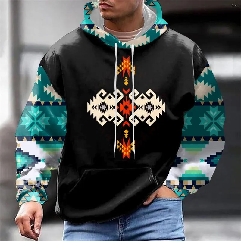 Hommes sweats à capuche imprimé géométrique hommes africain Dashiki motif traditionnel pull femmes Hiphop vêtements tribu ethnique pull haut