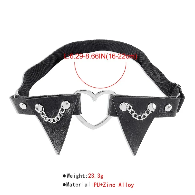 Sexy Elastic Leather Women Gothic Thigh Belt Leg Anklet Punk Goth Harajuku Black Triangle Heart Thigh Garter