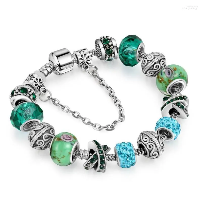 Brazalete de abalorios con orificio grande de aleación de cristal estilo Strand