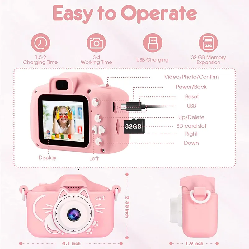 Appareil Photo Enfant, 40MP 2,4 Pouces 1080P HD Selfie Kids Camera