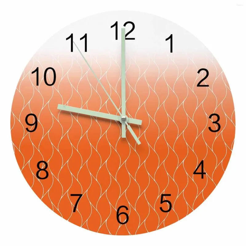 Horloges murales Texture marocaine Orange pointeur lumineux horloge maison ornements rond silencieux salon chambre bureau décor