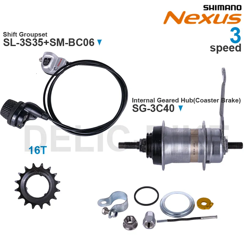 Bike Groupsets SHIMANO Internal Geared Hub SG 3R40 SG 3C40 SG 3C41 Shift Lever SL 3S41E SL 3S35 SM BC06 3 speed and 16T Original parts 230621