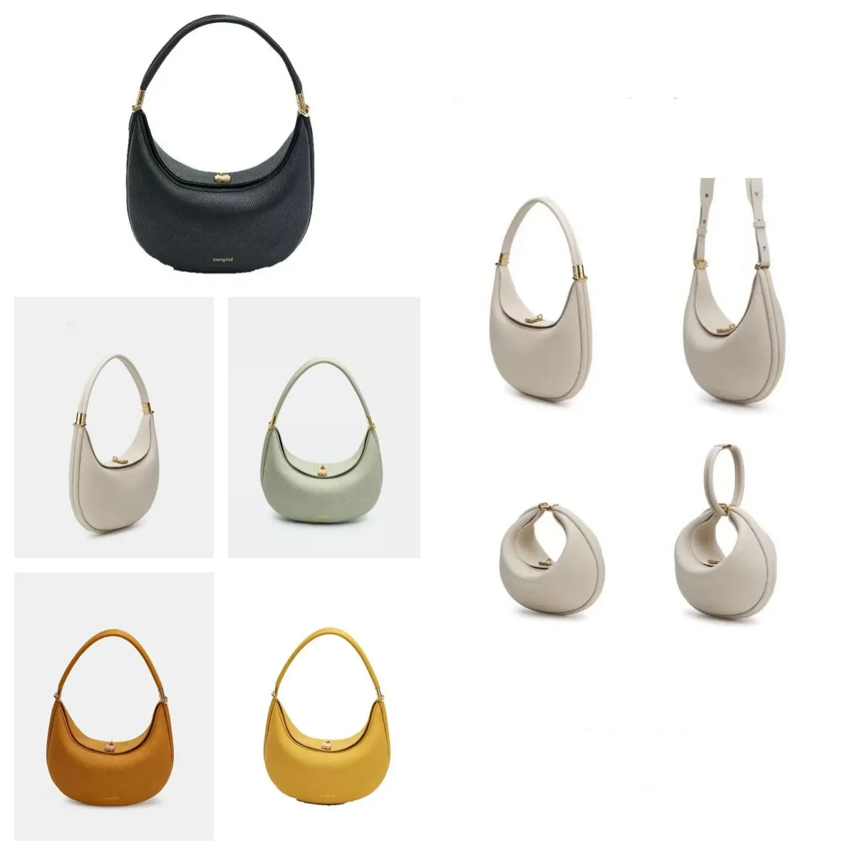 Songmont Luna Bag Luxury Designer Underarm Hobo Sac à bandoulière Half Moon Leather Purse pochettes Sac à main CrossBody