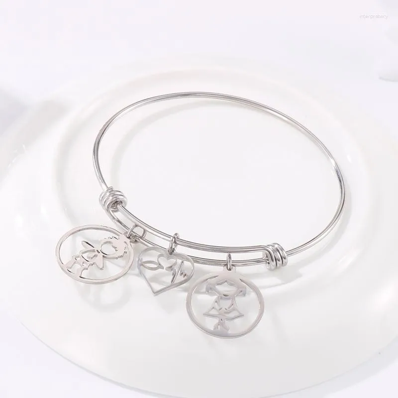 Bransoletka dziewczyna w kształcie serca w kształcie serca Bangle Stali Stal Circle Circle Circle Circle i dla kobiet 50-65 mm Wygląda na zapasy rozszerzania MELV22