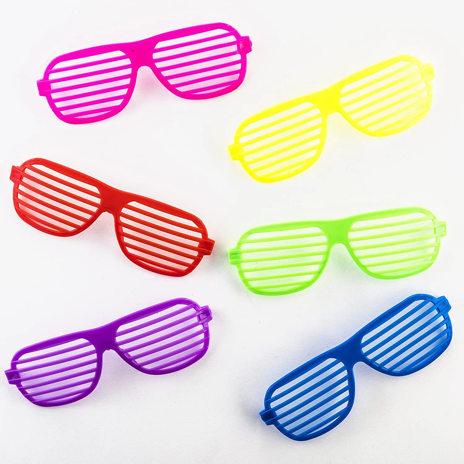 6pcs Shutter Shades okulary Shutter Okulary przeciwsłoneczne Neonowe kolory migawki okulary za lata 80. 90. retro favors disco urodzinowe dekoracje urodzinowe