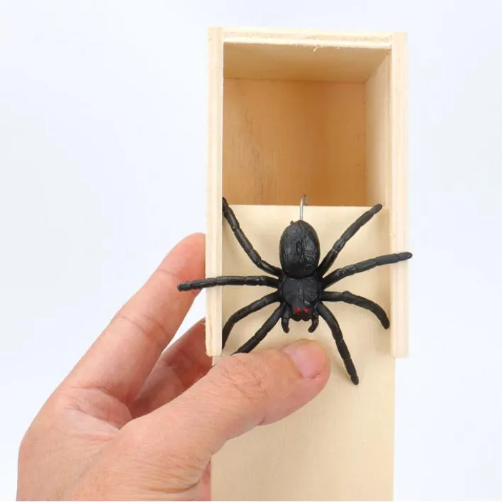 Hilarious Spider Scare Box Wooden Prank Box, Funny Joke Toy for