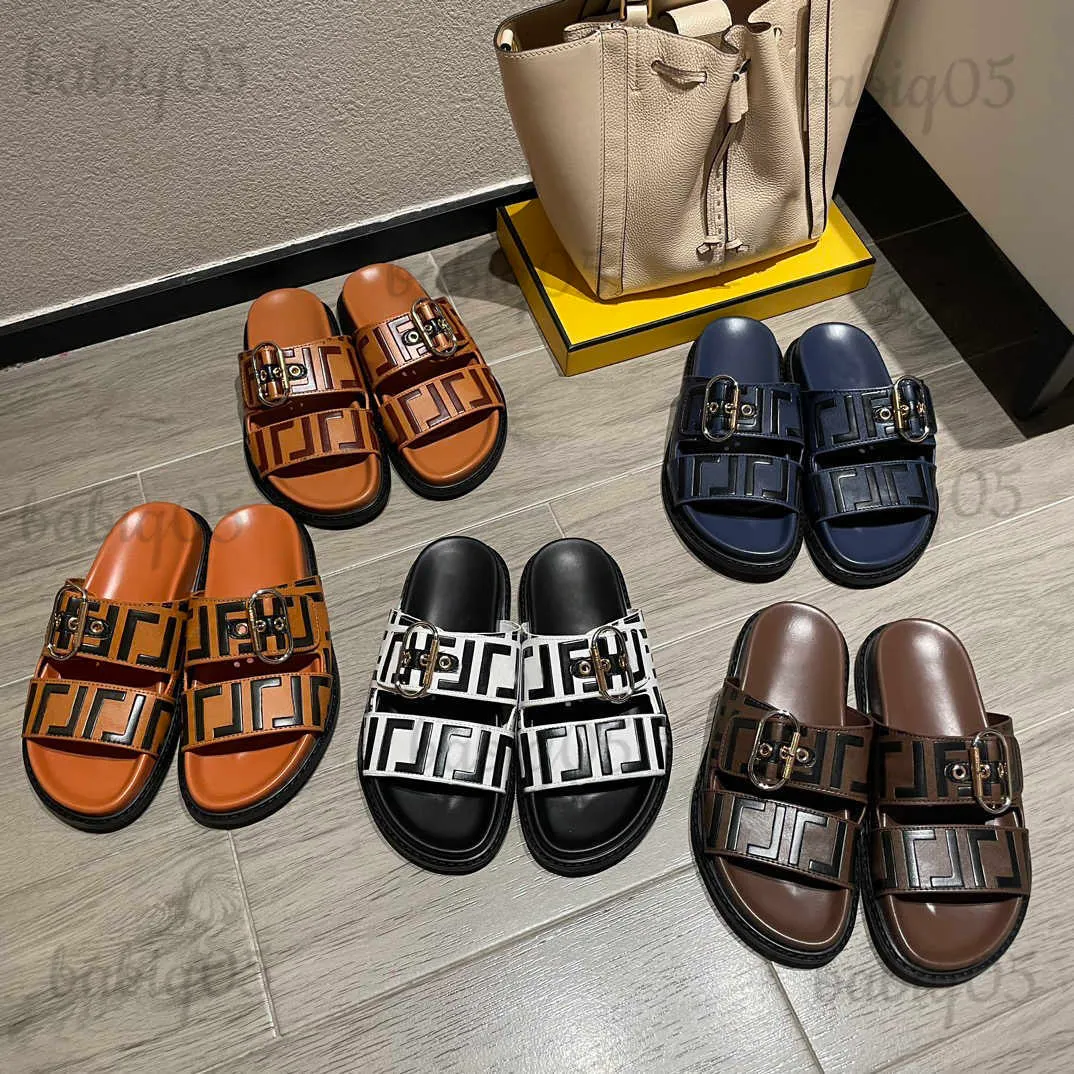 Slippers 2023 Brand Designer Classic Flat Leather Bath Beach Sandals Slides Sand Shoes Woman Luxury Summer Lady Big Head Large babiq05