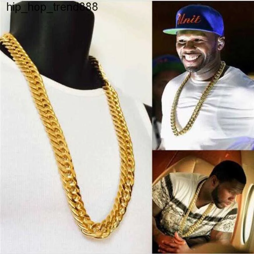 Collana Hip Hop Cubano Collana Hip Hop In Oro Placcato - Catena Cubana Spessa 30x25 Mm, Stile Miami, Lunghezza 30 Pollici Collana Miami 30x25mm - Foto 9