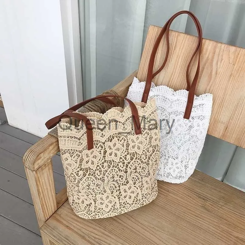 Bolsas de noite primavera e verão novo rendado coreano mori linda bolsa de um ombro bolsa feminina grande capacidade bolsa de compras j230625