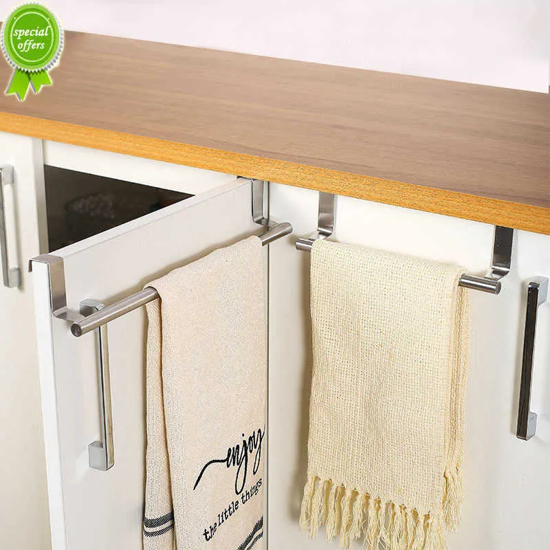 Nuevo toallero de acero inoxidable, toallero de baño, soporte para puerta de armario de cocina, organizador colgante, estante, barra de toallas montada en la pared