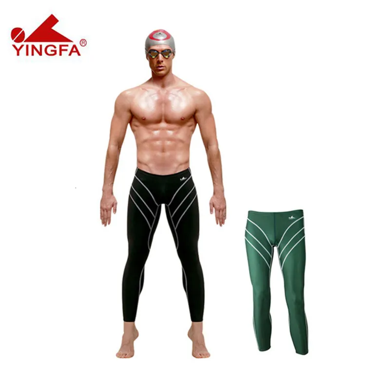 Roupa de banho Yingfa Men Swimwear Profissional Calção de Banho Longo Treinamento Competição Protetor Solar Resistente a Cloro Long Jammers 230621