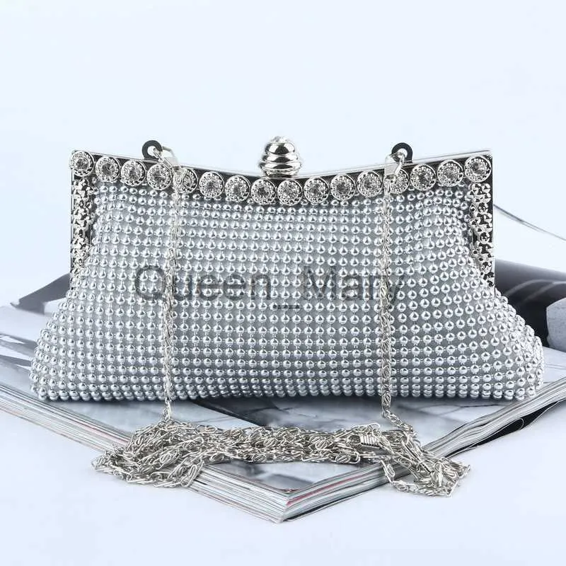 Sacs de soirée Soirée or Pochette Glitter Perle Designer Femme Élégante Sacs De Fête Vintage Mode Bourse De Mariée Argent Sac À Main Embrayage Bourse J230625