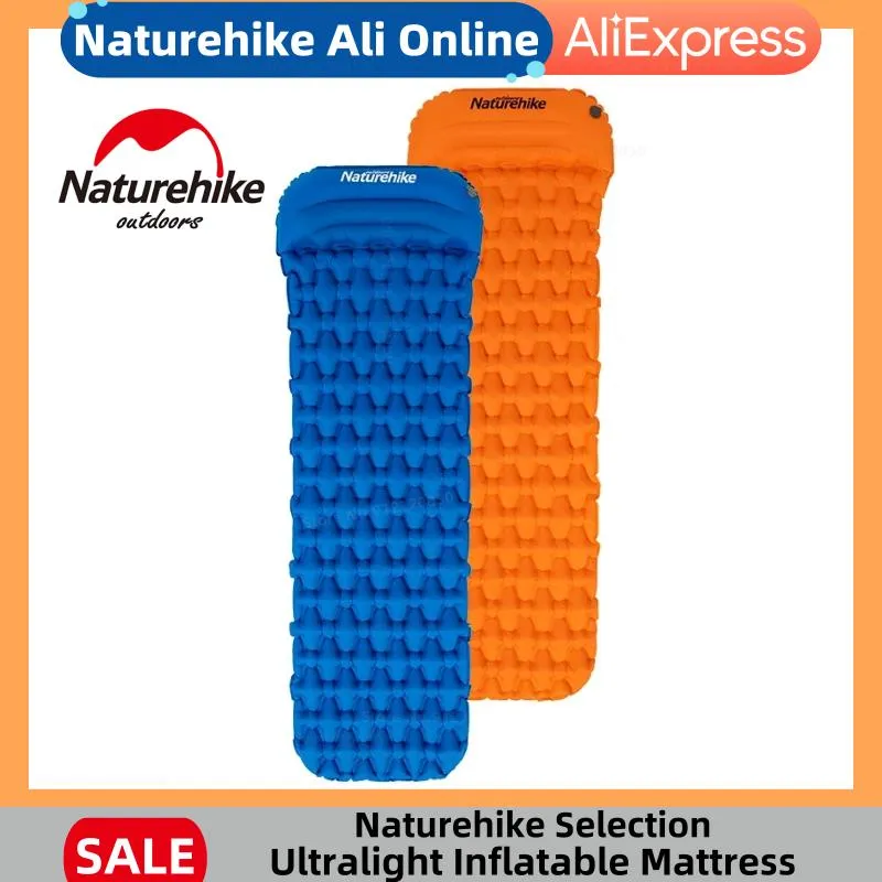 Mat Naturehike camping opblaasbare mat met kussen buiten matras ultralicht luchtbed draagbaar slaapkussen wandelen vochtvrije kussen