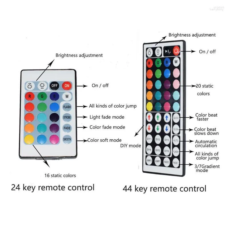 Remsor RGB LED -strip Light Witg 24 nycklar 44 Key IR Remote Controller inomhus sovrum vardagsrum tv -bakgrundsdekorationsbelysning