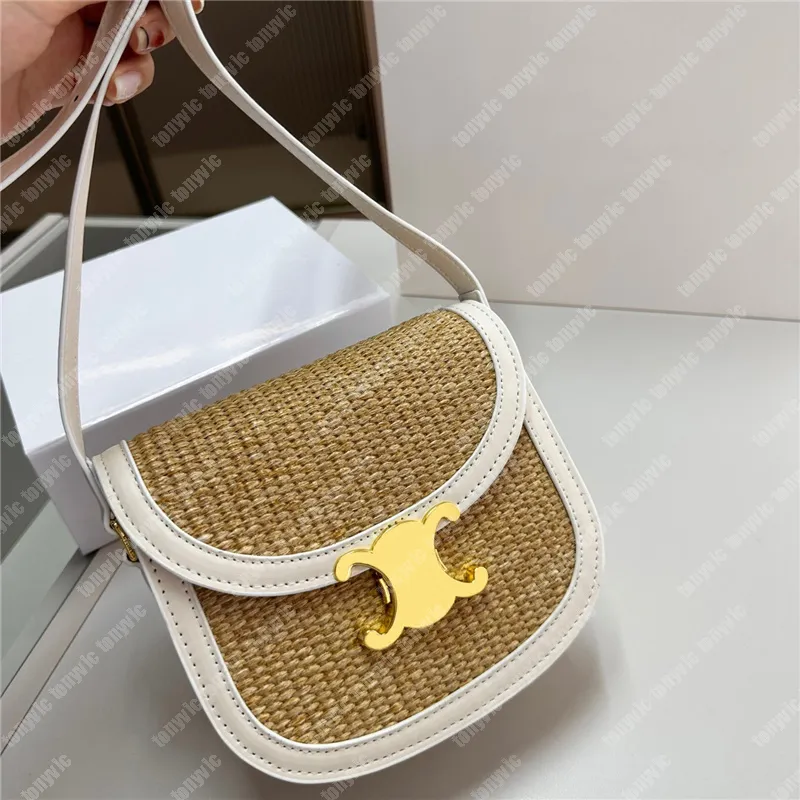 Summer Designer Straw Crossbody Bag luksusowe torby na ramię złota klamra plażowa mody torby na ciało