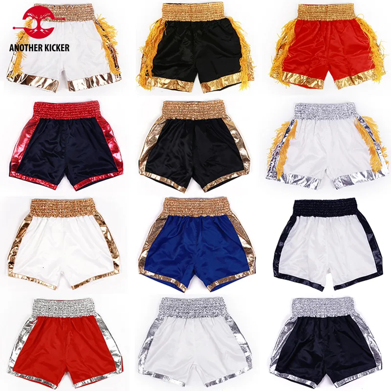 Other Sporting Goods Plain Boxing Shorts Womens Mens Kids Muay Thai Shorts Satin Polyester Blank Kicking Fight Pants Grappling MMA Martial Arts Gear 230621