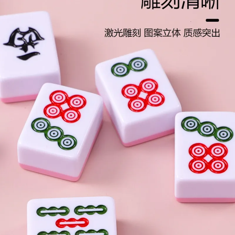 144ピース おもちゃ 中国麻雀セット、トラベル麻雀セット - 小さな中国