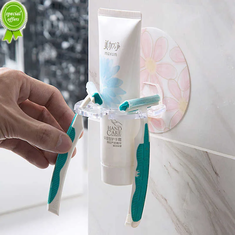Novo 1 peça de plástico para pasta de dente, suporte para pasta de dente, barbeador, dispensador de escova de dente, organizador de banheiro, acessórios, ferramentas