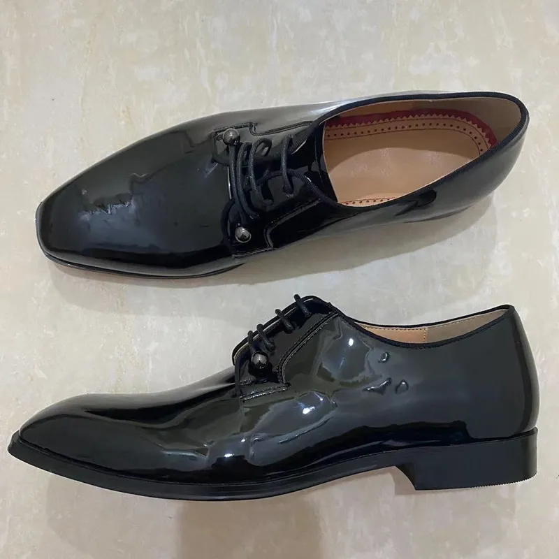 Italia Scarpe in pelle verniciata nera Scarpe eleganti stringate di lusso da uomo Derby traspiranti Scarpe da sposa da ufficio formali