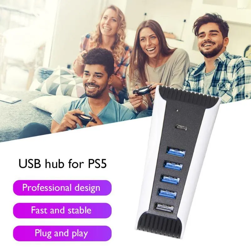 Hub USB2.0 Splitter Expander High Speed ​​Adapter 1 till 5 Multi -portar för PS5