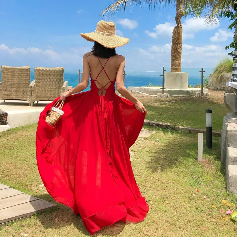 Casual Dresses High Quality Sexy Beach Dress White Backless Maxi For Women Summer Clothes Fashion 2023 Vestido De Mujer Pph3999