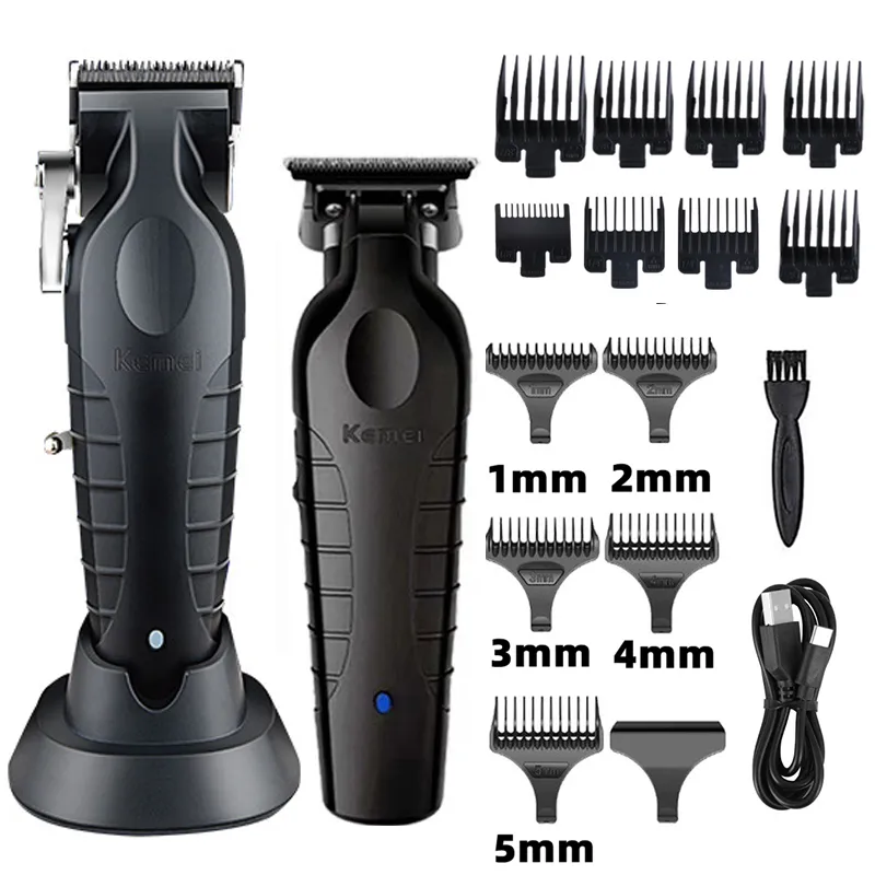 Rasoi elettrici Kemei 2296 Barbiere Cordless Hair Trimmer 0mm Zero Gapped Carving Clipper Detailer Professional Finish Cutting Machine 230625