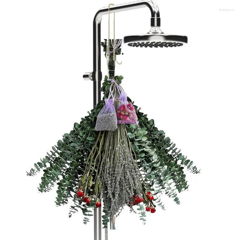 Fiori decorativi Steli di eucalipto Foglie artificiali Decor Rami di vegetazione finta per la decorazione domestica di Wed Parti