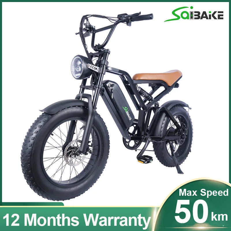 Motociclo elettrico Fatbike 48V 750W Doppio ammortizzatore Ciclomotore eBike 15AH Batteria Dirt Bike Bicicletta elettrica per adulti