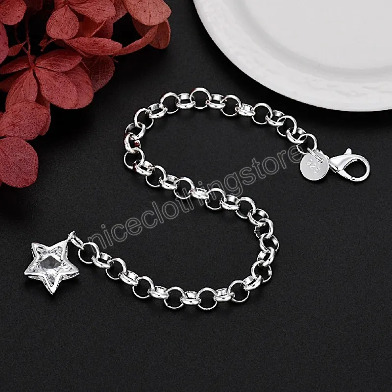 luxe 925 Sterling Zilver Shining fine Crystal Star Armband voor vrouwen Modeontwerper partij bruiloft Sieraden Vakantie geschenken