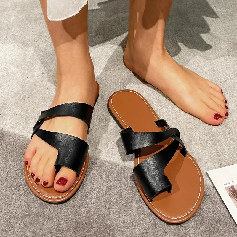 Pantofole Donna Sandali infradito minimalisti 2023 Fashion Flat Summer Outdoor Beach Vacation Leisure Woman Shoes Slides 43