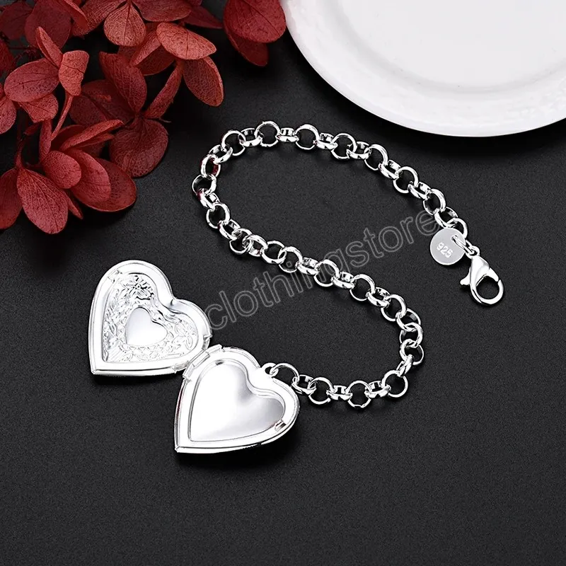 Mode Originele 925 Sterling Zilveren hartvormige frame hanger Armbanden voor vrouwen party bruiloft Accessoires Fijne Sieraden geschenken