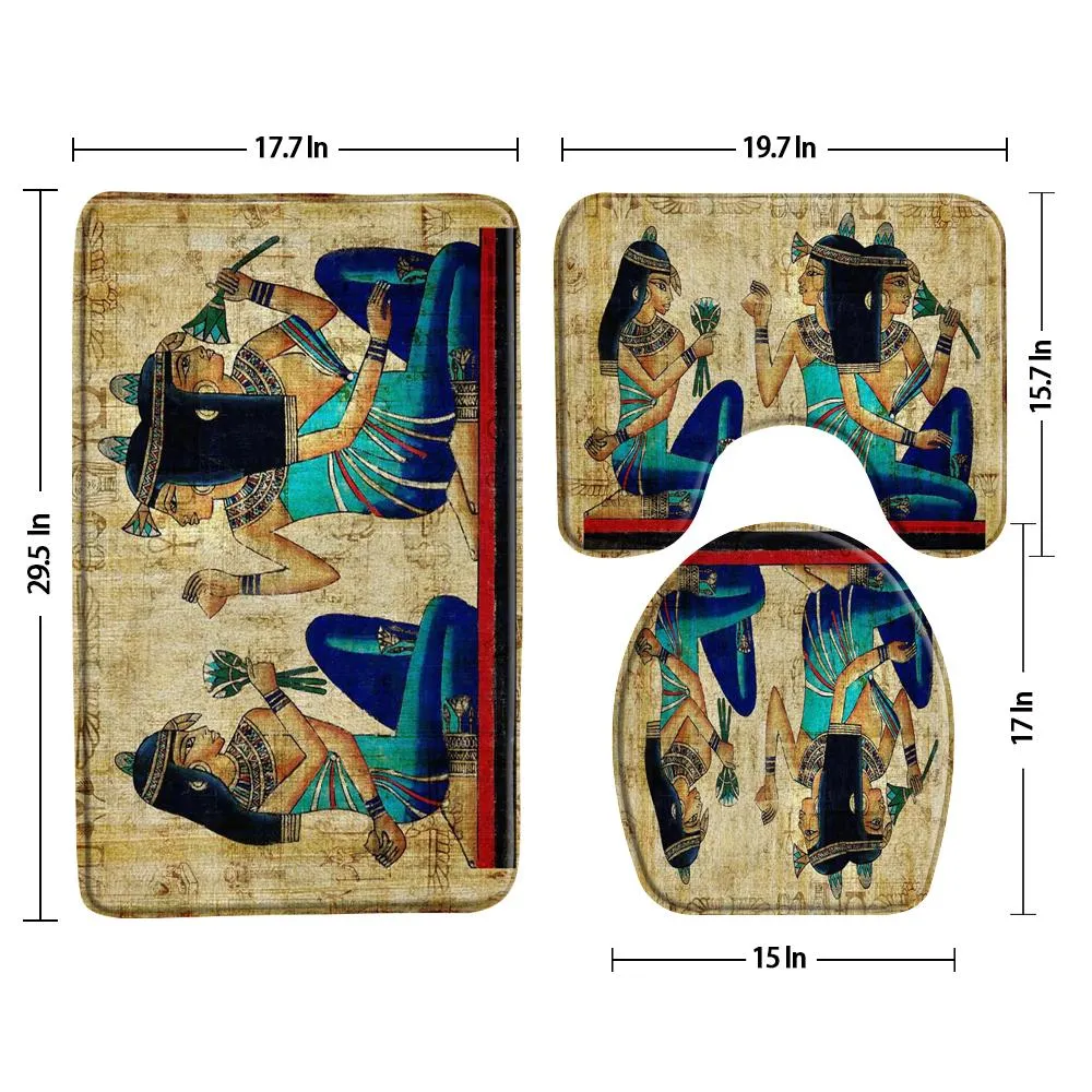 3D Ancient Egyptian Pharaoh Bath Mat Set Anti Slip Shower Rug, Rugs For ...