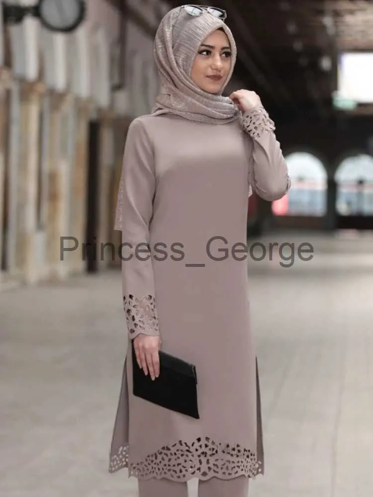 Lässige Kleider Truthahn muslimisches Kleid Frauen langes Oberteil hohl solide islamische Kleidung Hijab Kleider marokkanischer Kaftan Jilbab Party Vestidos Abaya 2020 x0625