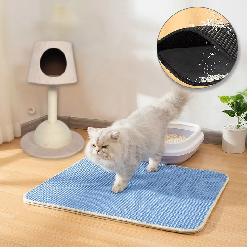 Kattbäddar Möbler Katt Kull Pad Dubbelskikt Filtrering Anti Stripping Anti Splashing Cat Toalett Pad Cat Scratch Pad Large Cat Mat Foot Pad 230625