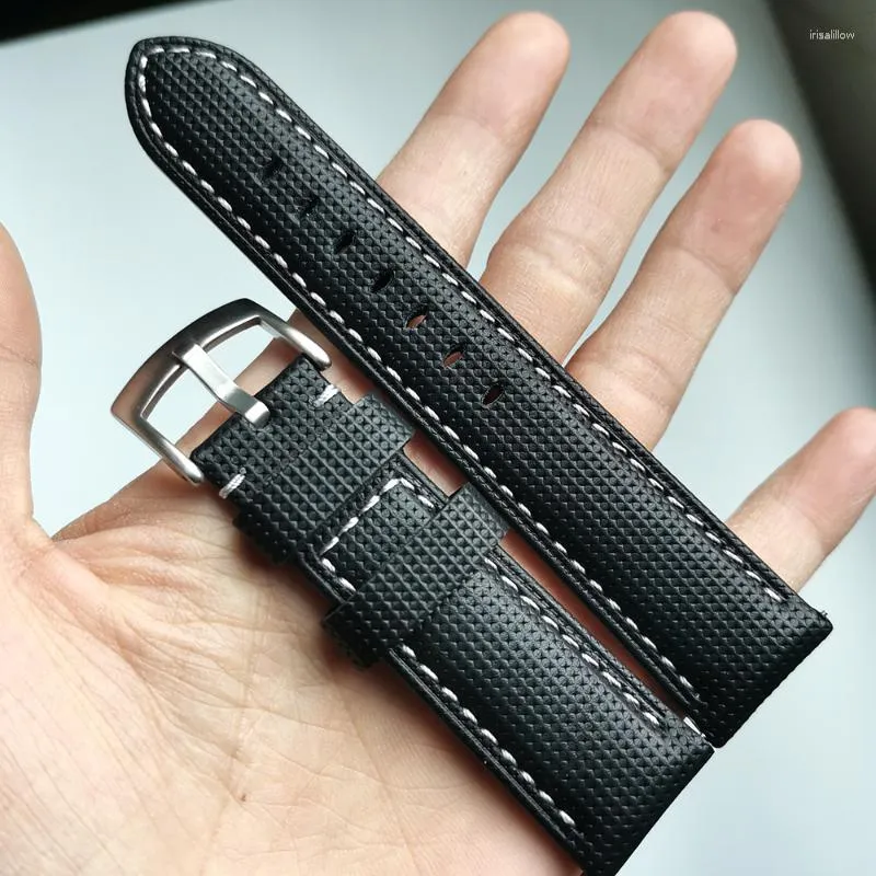 Watch Bands 20 21 22mm Handmade Thick Section Black Strap Band Genuine Leather Men's Belt Upscale Texture Cowhide Watchbands Deli22