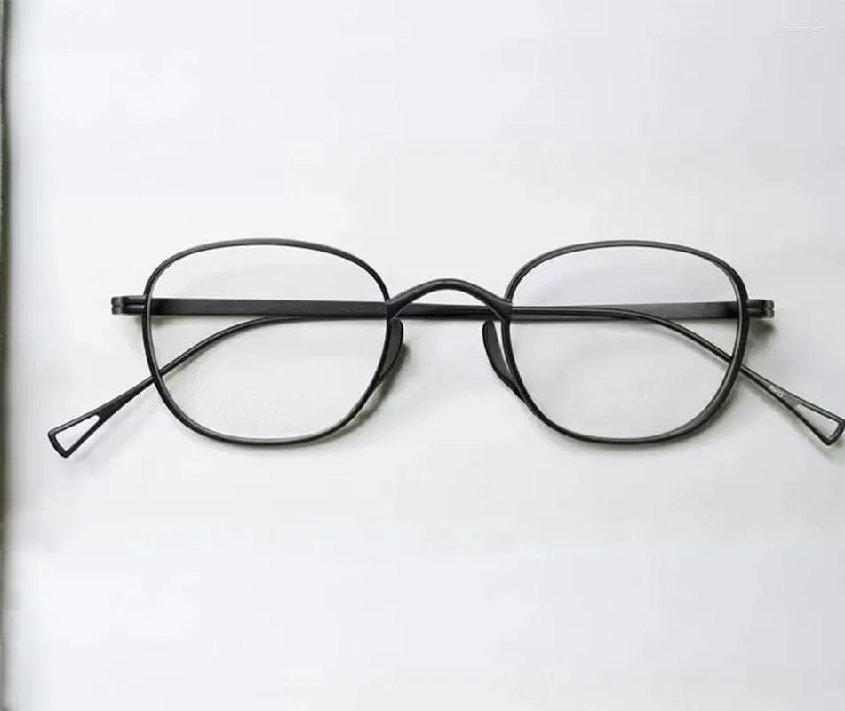 Solglasögon ramar japanska handgjorda rena titanglasögon ram små fyrkantiga män retro myopia läsglasögon kan matcha linser kmn114