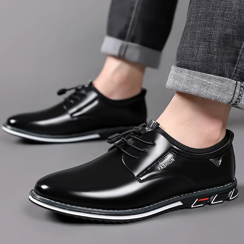 Herren-Kleiderschuhe für Herren, Schnür-Oxfords, schwarze Leder-Business-Schuhe, bequeme Herren-Schuhe