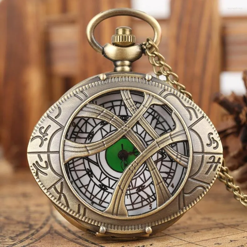 Montres de poche charme Cool oeil en forme de montre à Quartz hommes femmes collier pendentif horloge Unique Steampunk Vintage cadeaux